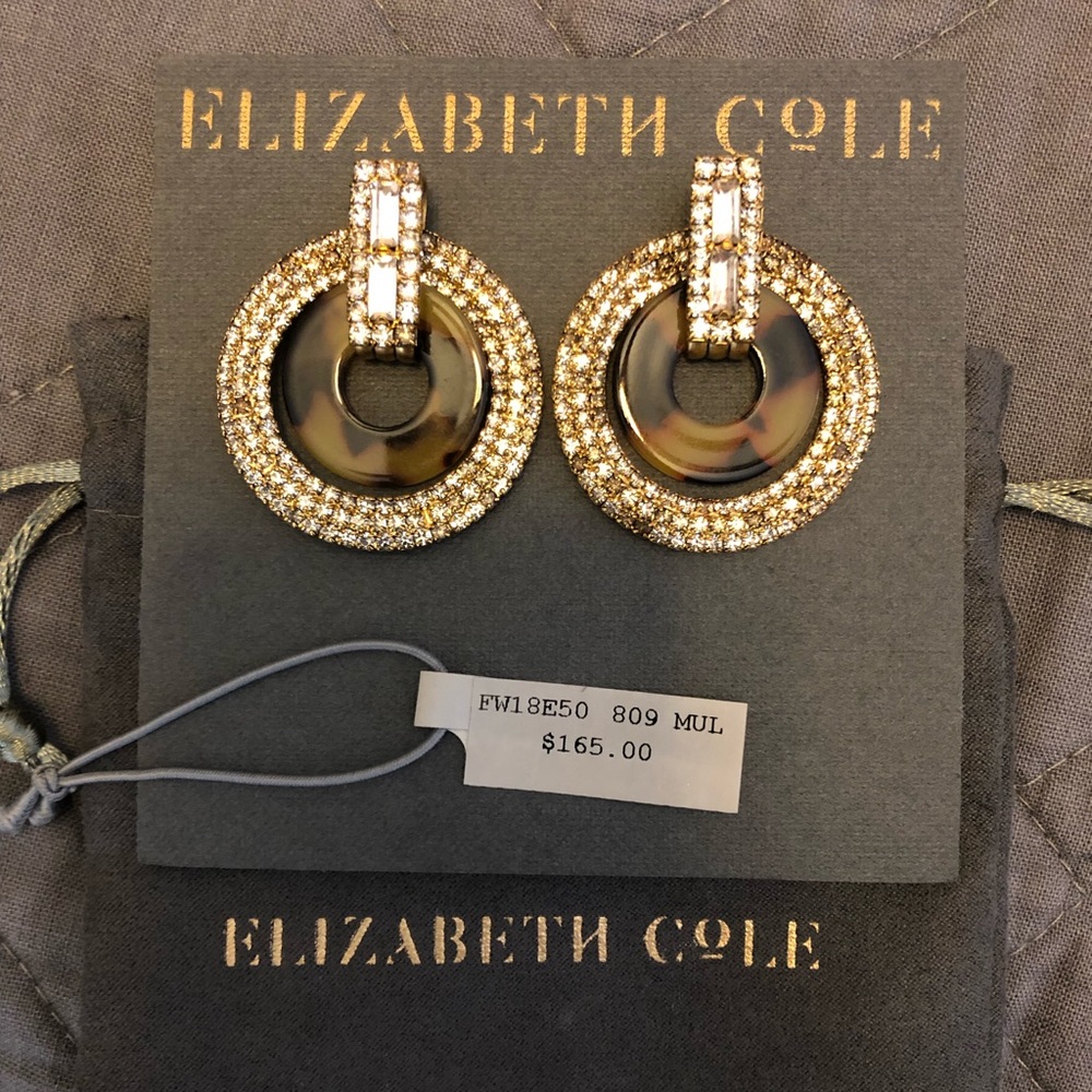 Elizabeth Cole tortoise and crystal earrings